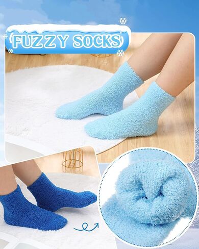 Taiyin 50 Pairs Snowflake Fuzzy Socks Bulk Unisex Womens Fluffy Soft Winter Warm Slipper Socks Cute Cozy Christmas Gifts in Saudi Arabia
