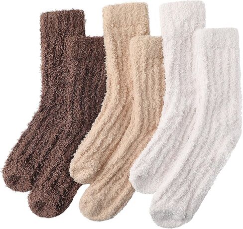 جوارب Fauson Fuzzy للنساء - 5 أزواج من الجوارب للنساء، جورب ناعم ومريح للمنزل الشتوي والنوم in Kuwait