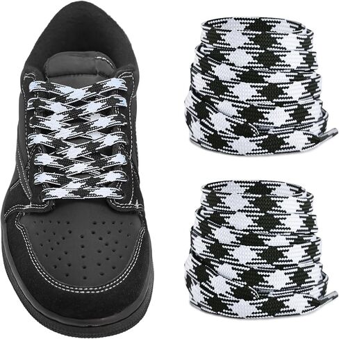2Pairs Colored Shoelaces for TS1 Black Phantom Sneakers, 5/16"(8MM) Multicolor Argyle Flat Strings Replacement Laces in Saudi Arabia