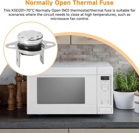 KSD201-70 درجة مئوية الصمامات الحرارية المفتوحة عادة، للتحكم في مروحة الميكروويف، تفعيل درجة الحرارة العالية، مع حلقة متحركة، بدون مفتاح نوع، ضبط درجة الحرارة 70 درجة مئوية (158 درجة فهرنهايت) in Kuwait