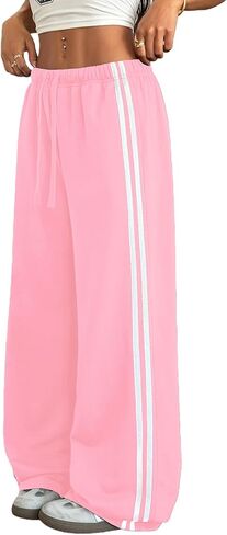 ZAFUL Women's Casual Sweatpants Drawstring Color Block Side Striped Straight Leg Athletic Track Pants with Pockets in Saudi Arabia