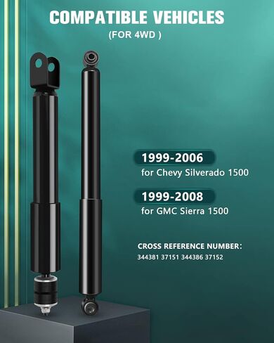 4x ممتصات الصدمات AUTOMUTO تناسب 1999-2006 لسيارة Chevy Silverado 1500,1999-2008 لـ GMC Sierra 1500 مع 344381 344386 صدمات السيارات - أمامي خلفي in Kuwait