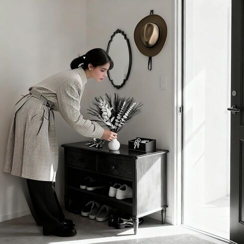 تشكيلة زهور صناعية حديثة، 17 بوصة أبيض وأسود من الأوكالبتوس الصناعي وباقة العشب، ديكور منزلي بسيط في الشمال، مناسب للمواقد وطاولات الطعام والمكاتب (المزهرية غير متضمنة) in Kuwait