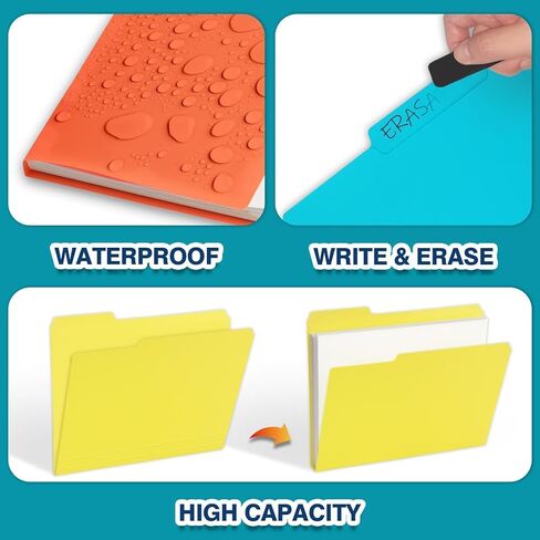 H4D 30 حزمة من مجلدات الملفات البلاستيكية ثقيلة الوزن، مجلدات ملفات ملونة من البوليستر، 1/3 علامات تبويب مع ملصقات لاصقة، حجم الحروف، ألوان متنوعة in Kuwait