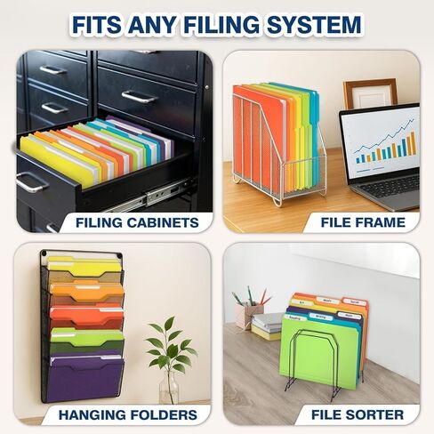 H4D 30 حزمة من مجلدات الملفات البلاستيكية ثقيلة الوزن، مجلدات ملفات ملونة من البوليستر، 1/3 علامات تبويب مع ملصقات لاصقة، حجم الحروف، ألوان متنوعة in Kuwait