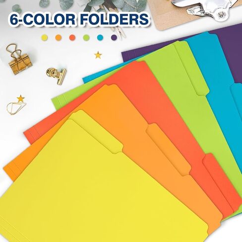 H4D 30 حزمة من مجلدات الملفات البلاستيكية ثقيلة الوزن، مجلدات ملفات ملونة من البوليستر، 1/3 علامات تبويب مع ملصقات لاصقة، حجم الحروف، ألوان متنوعة in Kuwait