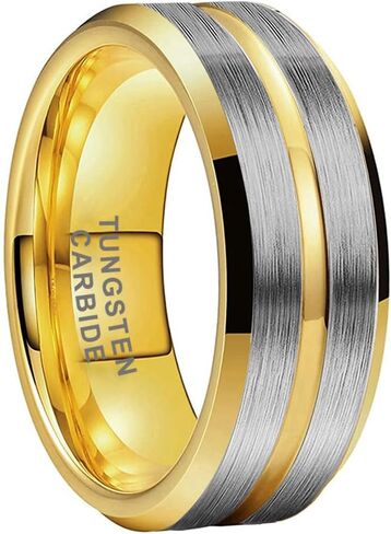 1CT Heart CZ Wedding Ring Set for Women & Men Yellow Gold Plated Bridal Couple Rings Tungsten Ring Wedding Band in Kuwait