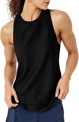 Fisoew Womens Summer Workout Tank Tops Racerback Athletic Gym Yoga Tops Loose Fit Sleeveless Running Active Shirts in Saudi Arabia