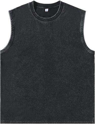 Mens Workout Tank Tops Sleeveless T Shirts Men Muscle Shirt Gym Cotton Acid Wash Tee Shirts Running Loose Fit Tees in Saudi Arabia