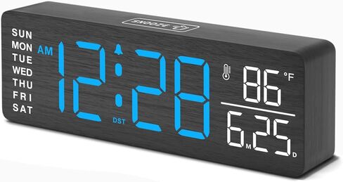 منبهات رقمية خشبية من DreamSky لغرف النوم - ساعة مكتب مع تاريخ ويوم من الأسبوع لغرفة المعيشة، ساعة بجانب السرير مع باهتة، حجم قابل للتعديل، درجة الحرارة، التوقيت الصيفي التلقائي، ديكور خشبي للمكتب in Kuwait