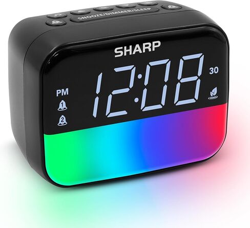 Sharp Multi-Color Bluetooth Alarm Clock with Sleep Sounds, RGB Night Light, Dual Alarms, LED Display with Dimmer, Snooze & Sleep Timer, Bedside Clock with Speaker in Saudi Arabia