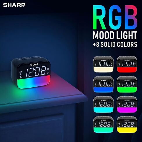 Sharp Multi-Color Bluetooth Alarm Clock with Sleep Sounds, RGB Night Light, Dual Alarms, LED Display with Dimmer, Snooze & Sleep Timer, Bedside Clock with Speaker in Saudi Arabia