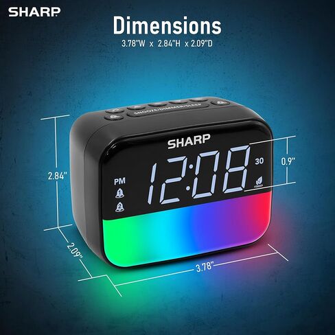 Sharp Multi-Color Bluetooth Alarm Clock with Sleep Sounds, RGB Night Light, Dual Alarms, LED Display with Dimmer, Snooze & Sleep Timer, Bedside Clock with Speaker in Saudi Arabia