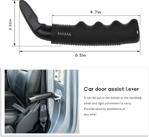 Car Door Handle for Elderly, Multifunction Door Latch Auto Grab Bar Cane with Non-Slip Grip, Portable Vehicle Support Handle Assistive Device to Help Get Out, Car Accessories (Black) in Saudi Arabia