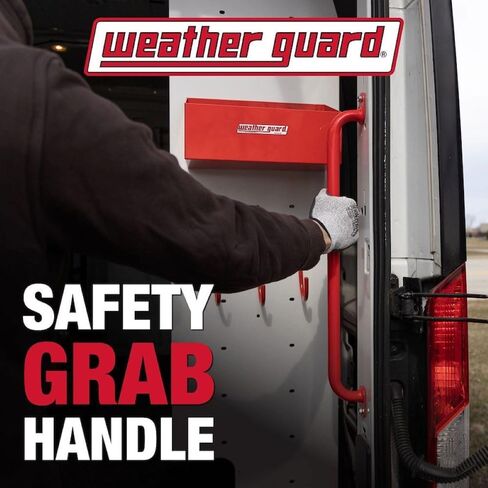 WEATHER GUARD 9895-7-01 LARGE VAN GRAB HANDLE, Powder Coated; Red; Steel; 26.2 Inch; Rear Door D-Pillar/ Shelf End Panel; Single; With Mounting Hardware in Saudi Arabia