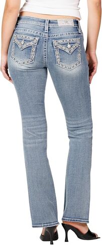 Miss Me Women's Diamond Stitched Faux Flap Pockets Mid-Rise Bootcut Jeans in Saudi Arabia