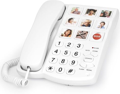 هواتف Sangyn الأرضية لكبار السن مع هاتف سلكي بزر كبير للمنزل مع حجم رنين عالٍ مضخم قابل للتعديل بلمسة واحدة وهواتف ذات أزرار كبيرة لضعاف السمع، أسود in Kuwait