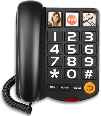 Sangyn Landline Phones for Seniors with Large Button Corded Telephone for Home with Amplified Loud Ringer Volume Adjustable One-Touch Dialing Big Button Telephones for Visually Hearing Impaired,Black in Saudi Arabia