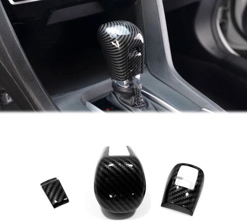 Car Accessories Compatible with Honda Civic 10th Gen 2016～2021 Gear Shift Lever Knob Shifter Head Cover Trim ABS 3pcs/Set Red in Saudi Arabia
