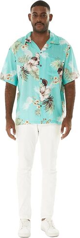 Matchable Couple Hawaiian Luau Shirt or Maxi Ruffle Dress in Pineapple Garden Turquoise in Saudi Arabia