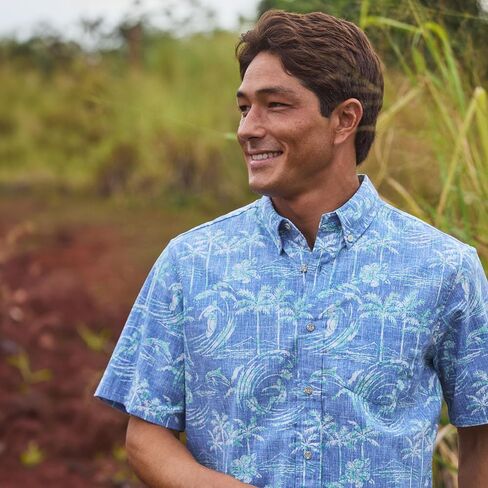 Reyn Spooner Men's Surfing Hawaiian Aloha Shirt - Tailored Fit Button Front in Saudi Arabia