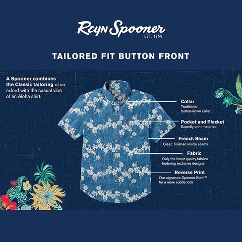 Reyn Spooner Men's Surfing Hawaiian Aloha Shirt - Tailored Fit Button Front in Saudi Arabia