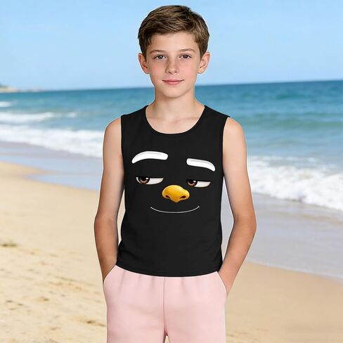 Girls Boys Athletic Tank Top Novelty Funny Print Tee Comical Face Graphic Eye-Catching Cartoon Expression Sleeveless T in Saudi Arabia