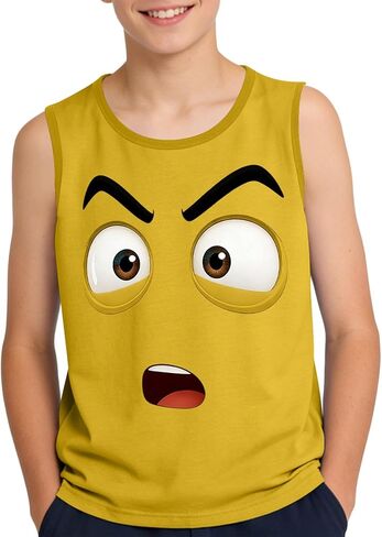 Girls Boys Athletic Tank Top Novelty Funny Print Tee Comical Face Graphic Eye-Catching Cartoon Expression Sleeveless T in Saudi Arabia