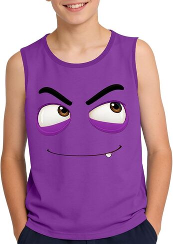 Girls Boys Athletic Tank Top Novelty Funny Print Tee Comical Face Graphic Eye-Catching Cartoon Expression Sleeveless T in Saudi Arabia