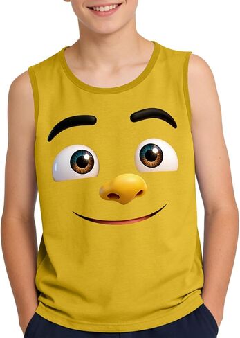 Girls Boys Athletic Tank Top Novelty Funny Print Tee Comical Face Graphic Eye-Catching Cartoon Expression Sleeveless T in Saudi Arabia
