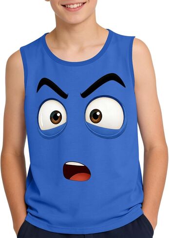 Girls Boys Athletic Tank Top Novelty Funny Print Tee Comical Face Graphic Eye-Catching Cartoon Expression Sleeveless T in Saudi Arabia