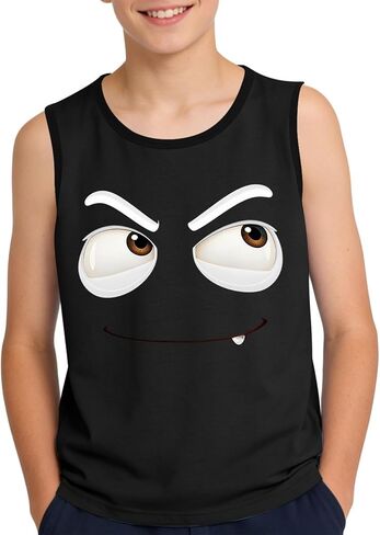 Girls Boys Athletic Tank Top Novelty Funny Print Tee Comical Face Graphic Eye-Catching Cartoon Expression Sleeveless T in Saudi Arabia