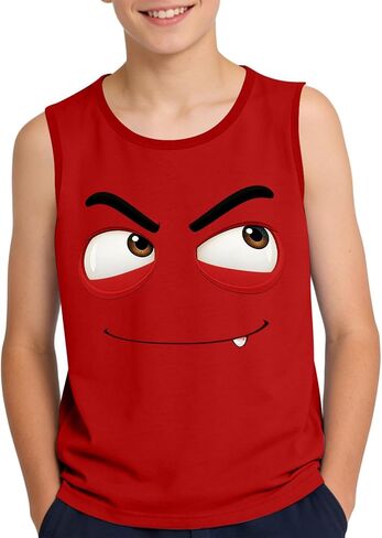 Girls Boys Athletic Tank Top Novelty Funny Print Tee Comical Face Graphic Eye-Catching Cartoon Expression Sleeveless T in Saudi Arabia