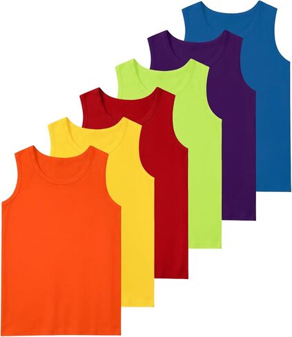 6 قطع من القمصان الداخلية القطنية الأساسية للأولاد بدون أكمام ناعمة للأطفال (2T-16Y) in Kuwait