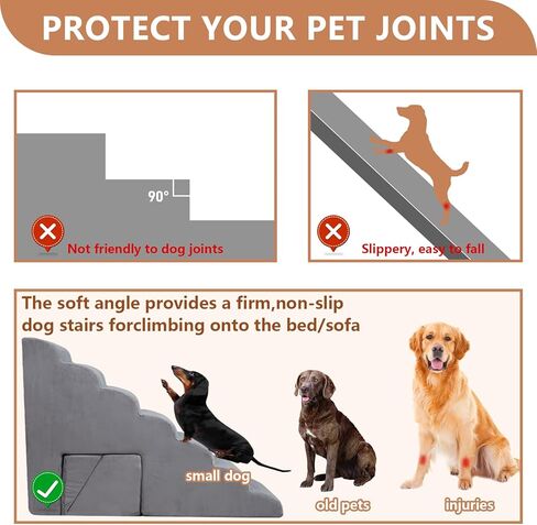 سلالم الكلاب من A.FATI للأسرة المرتفعة حتى 30-36 بوصة، و6 طبقات من سلالم الكلاب، وسلالم الحيوانات الأليفة يمكن ضبطها على الجانب الأيسر من السرير، ومنحدر غير قابل للانزلاق للكلاب الصغيرة والحيوانات الأليفة القديمة in Kuwait