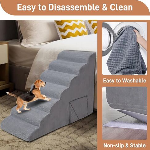 سلالم الكلاب من A.FATI للأسرة المرتفعة حتى 30-36 بوصة، و6 طبقات من سلالم الكلاب، وسلالم الحيوانات الأليفة يمكن ضبطها على الجانب الأيسر من السرير، ومنحدر غير قابل للانزلاق للكلاب الصغيرة والحيوانات الأليفة القديمة in Kuwait