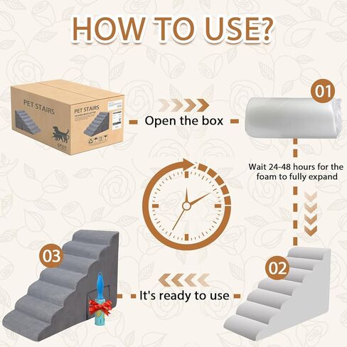 سلالم الكلاب من A.FATI للأسرة المرتفعة حتى 30-36 بوصة، و6 طبقات من سلالم الكلاب، وسلالم الحيوانات الأليفة يمكن ضبطها على الجانب الأيسر من السرير، ومنحدر غير قابل للانزلاق للكلاب الصغيرة والحيوانات الأليفة القديمة in Kuwait