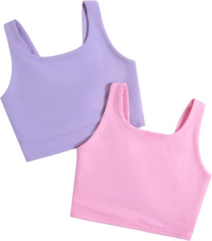 WDIRARA Girl's 2 Pack Tank Top Scoop Neck Sleeveless Undershirt Basic Tops in Saudi Arabia