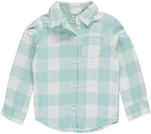 Carter's Little Girls' "Lined Check" Button-Down - mint plaid, 4 in Saudi Arabia