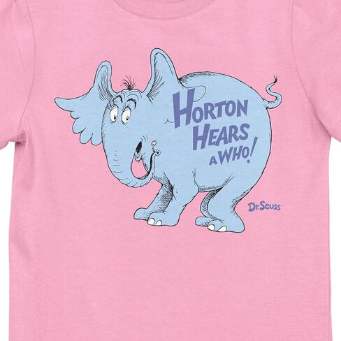Bioworld Horton Hears A Who Horton Logo Text Youth Girl's Pink Crew Neck Short Sleeve T-Shirt in Saudi Arabia