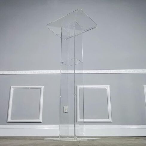 FixtureDisplays® 18 بوصة عرض × 12 بوصة عمق × 42.5 بوصة ارتفاع منصة أكريليك شبكي منبر الكنيسة منبر المدرسة منبر الحدث مكتب استقبال المضيفة 15198 in Saudi Arabia