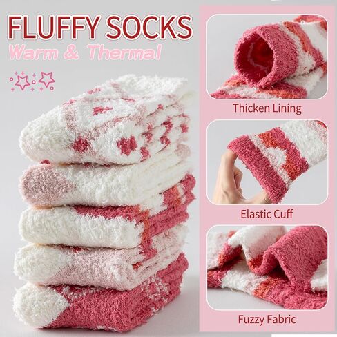 جوارب Clothirily Fuzzy للنساء، جوارب منفوشة للنساء، جورب ناعم ومريح للنساء، جورب نوم شتوي دافئ للنساء in Kuwait