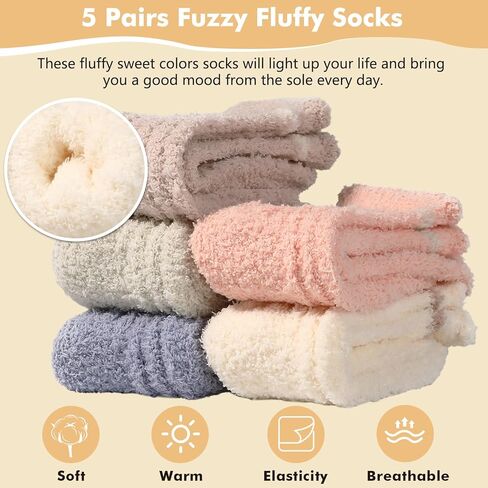 Tavaleu Womens Fuzzy Socks Fluffy Socks Women Winter Womens Cozy Warm Soft Slipper Sock Sleeping Sock for Women in Kuwait