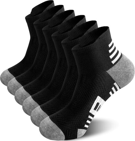 6 أزواج من الجوارب الرجالية للكاحل، مريحة وممتصة للتنفس ومبطنة للجري|جوارب كاجوال للرجال مع دعم للقوس وعلامة تبويب للكعب in Kuwait