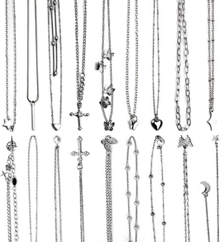 Y2K Necklace Set Alternative Jewelry Grunge Accessories Punk Goth Emo Necklaces Aesthetic for Women Men in Kuwait