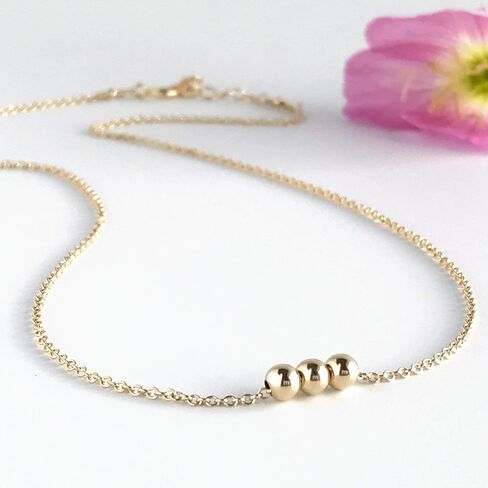 Austin Down to Earth, Layering Necklaces for Women, 14k gold filled or Sterling Silver Layered Necklace, Three Ball Choker, Simple Stacked, Trendy Jewelry, Minimalist, Popular in Saudi Arabia