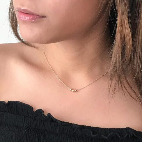 Austin Down to Earth, Layering Necklaces for Women, 14k gold filled or Sterling Silver Layered Necklace, Three Ball Choker, Simple Stacked, Trendy Jewelry, Minimalist, Popular in Saudi Arabia