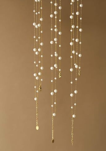 قلادات اللؤلؤ للنساء، قلادة أنيقة من اللؤلؤ بطبقات أنيقة، قلادة أنيقة مصنوعة يدويًا من الذهب واللؤلؤ للمجوهرات المميزة in Kuwait