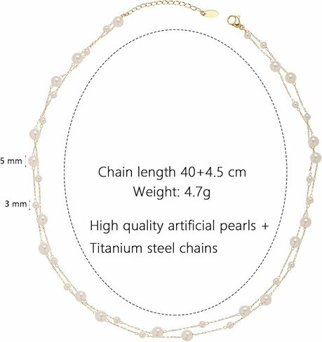 قلادات اللؤلؤ للنساء، قلادة أنيقة من اللؤلؤ بطبقات أنيقة، قلادة أنيقة مصنوعة يدويًا من الذهب واللؤلؤ للمجوهرات المميزة in Kuwait