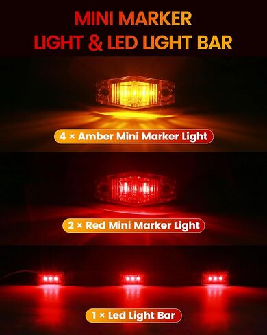 مجموعة مصابيح LED للمقطورة الغاطسة - 2x أضواء مربعة للإيقاف/الانعطاف/الفرامل/لوحة الترخيص، شريط ضوء فرامل خلفي مقاس 14.25 بوصة، 6x أضواء علامة صغيرة، حزام أسلاك بطول 25 قدمًا مع موصل بأربعة أقطاب، مجموعة تثبيت in Kuwait